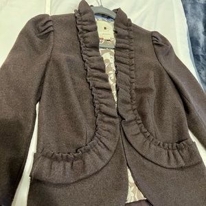 Dark brown crop jacket.